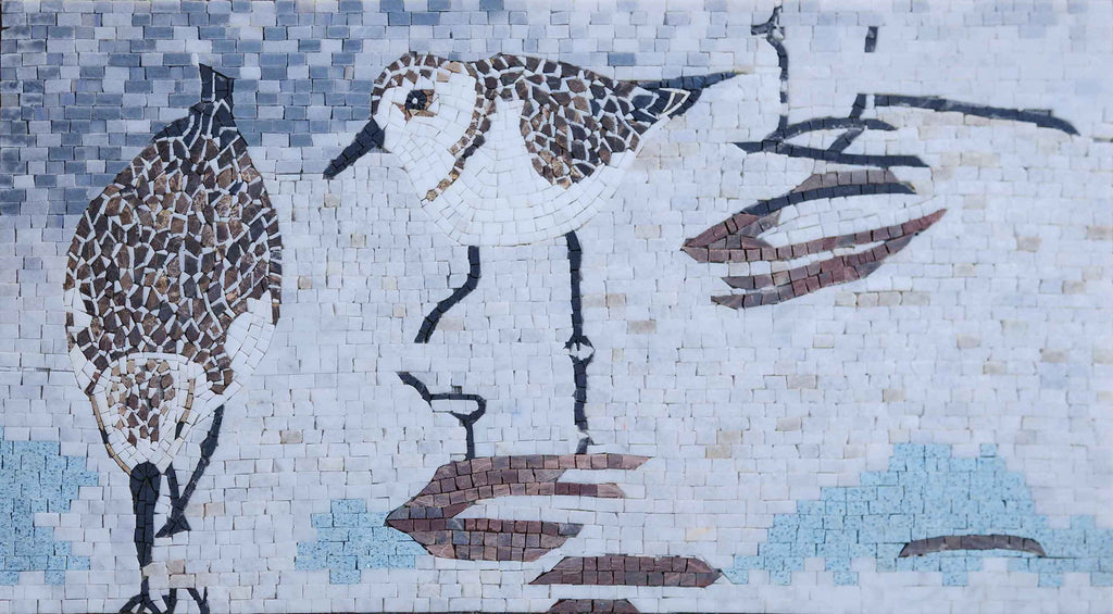 Art mural en mosaïque - Deux petits oiseaux