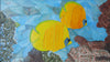 Pared de mosaico - Dos peces amarillos