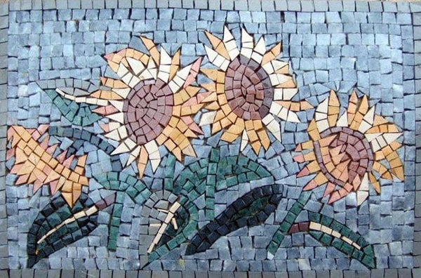 Floral Sunflowers - Home Renovations Ideas Mosaic Wall Art - Mesh Backing
