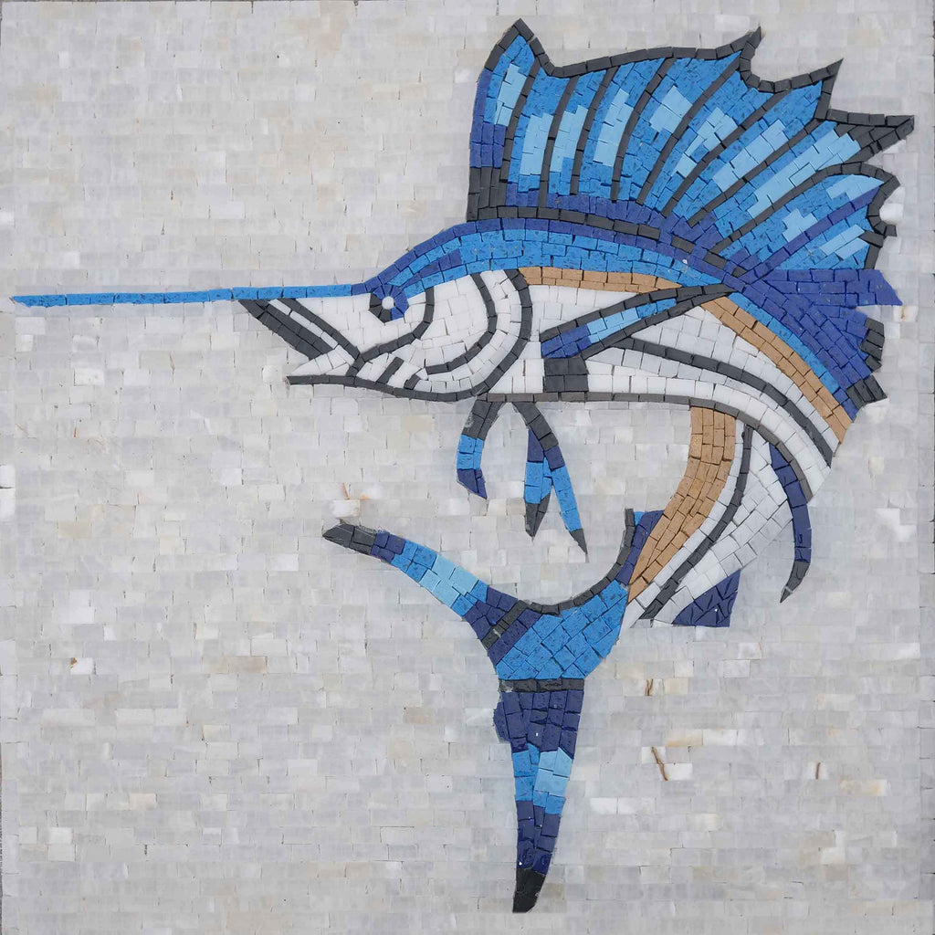 Nautical Mosaic Tile - SwordFish | Marine Life&amp;Nautical | Mozaico