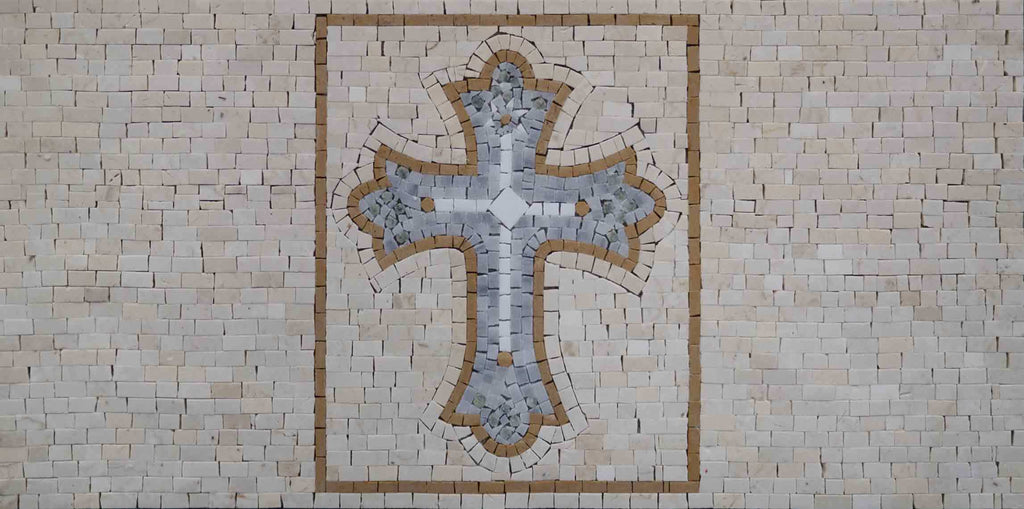 Religious Art Mosaic - Grey Cross