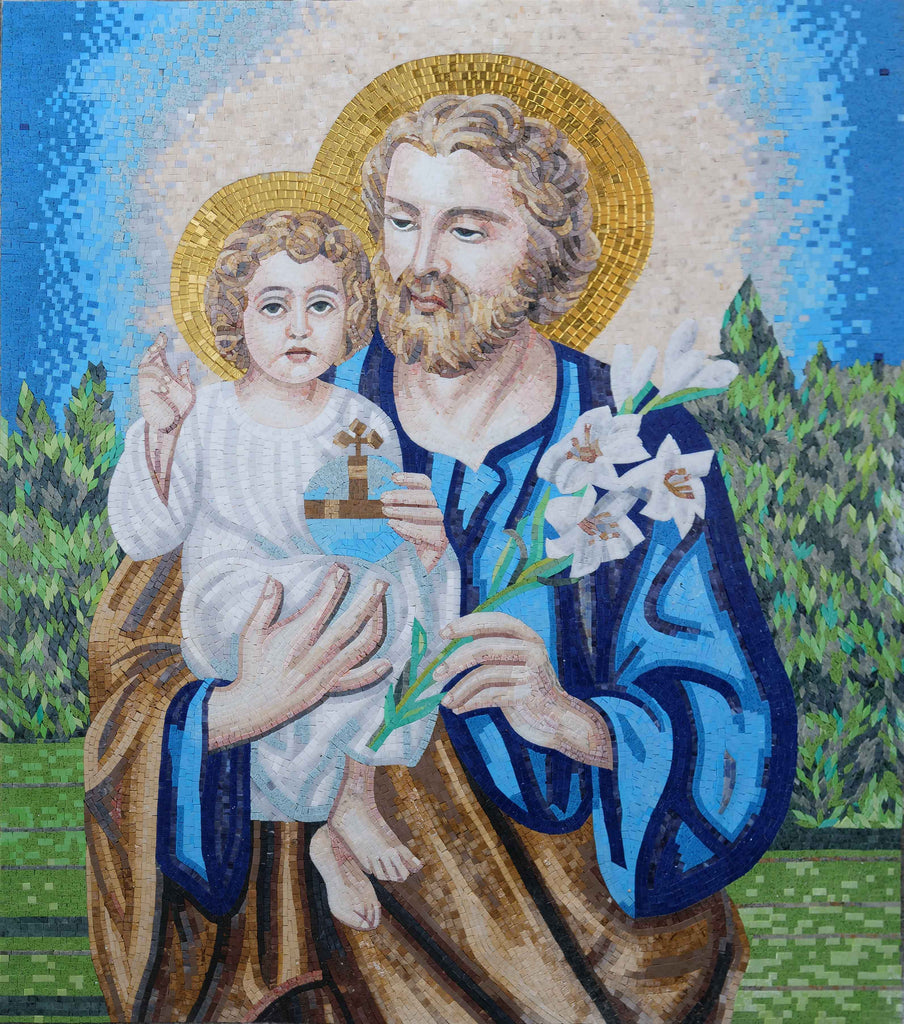 Religious Art Mosaic Jesus & Saint Joseph Religious Mozaico