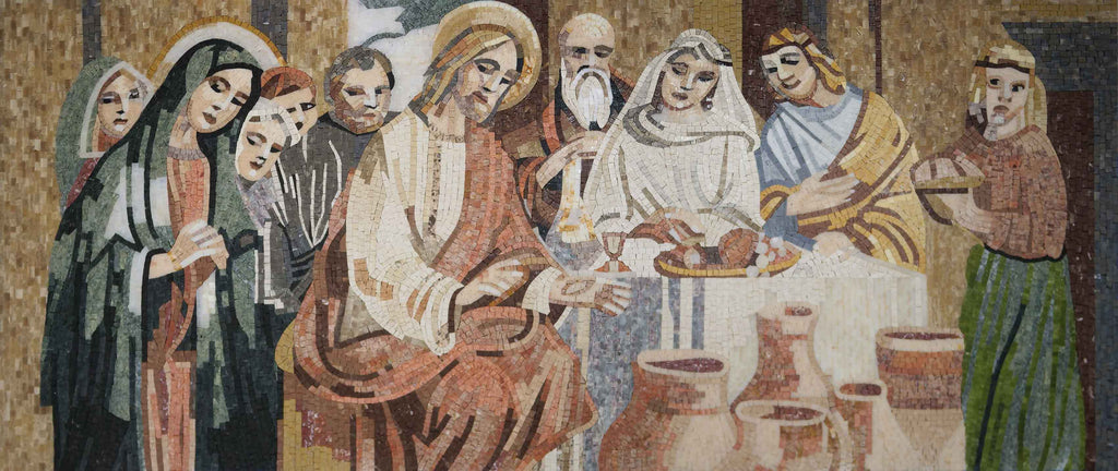 Religious Mosaic Art - Wine Miracle