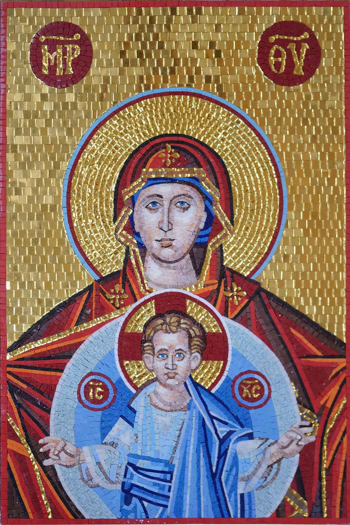 Mosaico Religioso - Virgen María y Niño Jesús