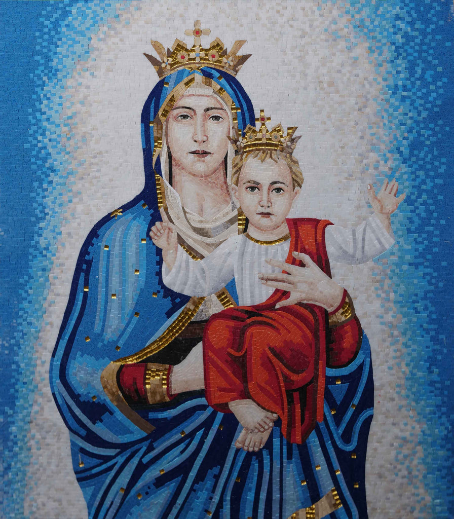 Saint Mary & Jesus - Mosaic Wall Art