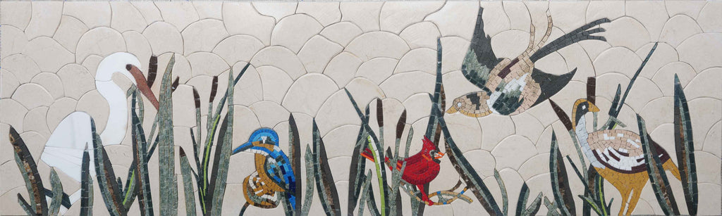 Arte em mosaico de pedra - Birds Carnavale