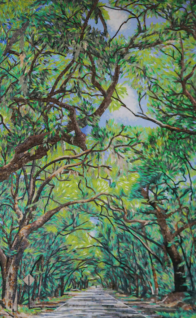 Árvore de Arte em Mosaico Feito à Mão - Caminho da Floresta