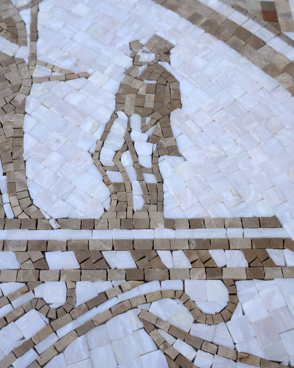 Luxury H Crest Marble Mosaic Medallion — Tampa, Florida