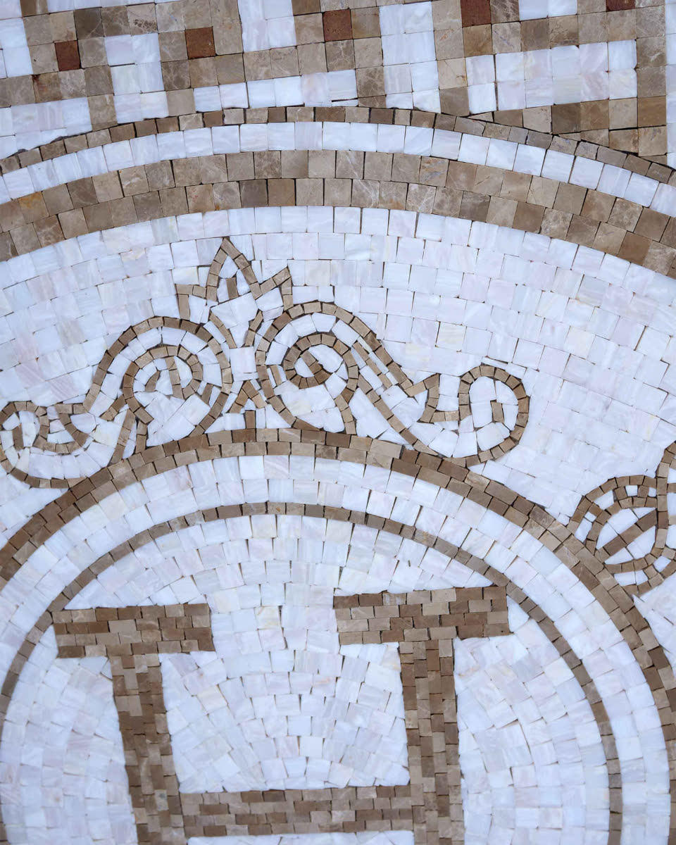 Luxury H Crest Marble Mosaic Medallion — Tampa, Florida