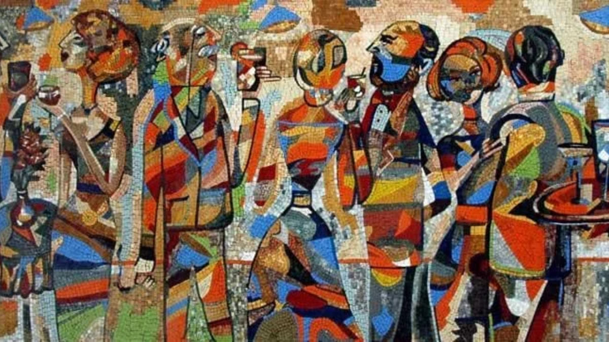 The Drinkers Geometric Mosaic Mural — Las Vegas, Nevada